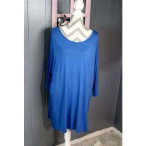NWT Make It Known Royal Blue Long Sleeve Top Solid Loose Scoop Neck Flowy 3X